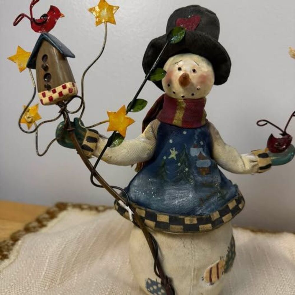 Primitive Folk Art Snowman Figurines - Set of 2 - Picture 4 of 8